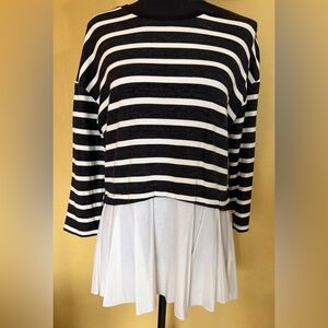 Cupio Black and White Striped Blouse